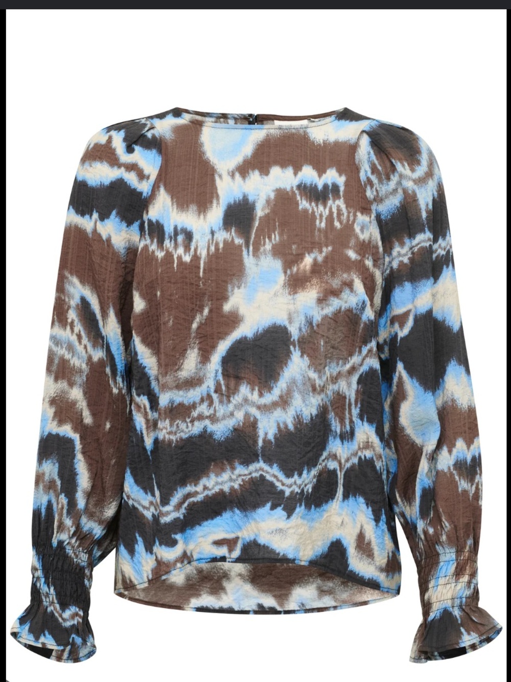 Kaffe Kasusana Blouse Size Small Brown Blue Fade Print Longsleeve New - Picture 10 of 13
